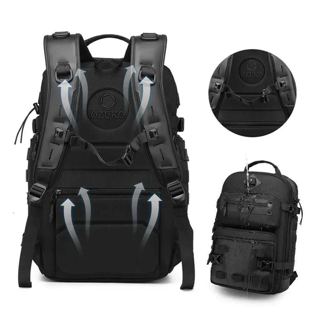 2024 Brand Men's Outdoor Sports Multi Function Large Capacity Shoulder Bag Waterproof Tactical Ozuko Laptop Backpack