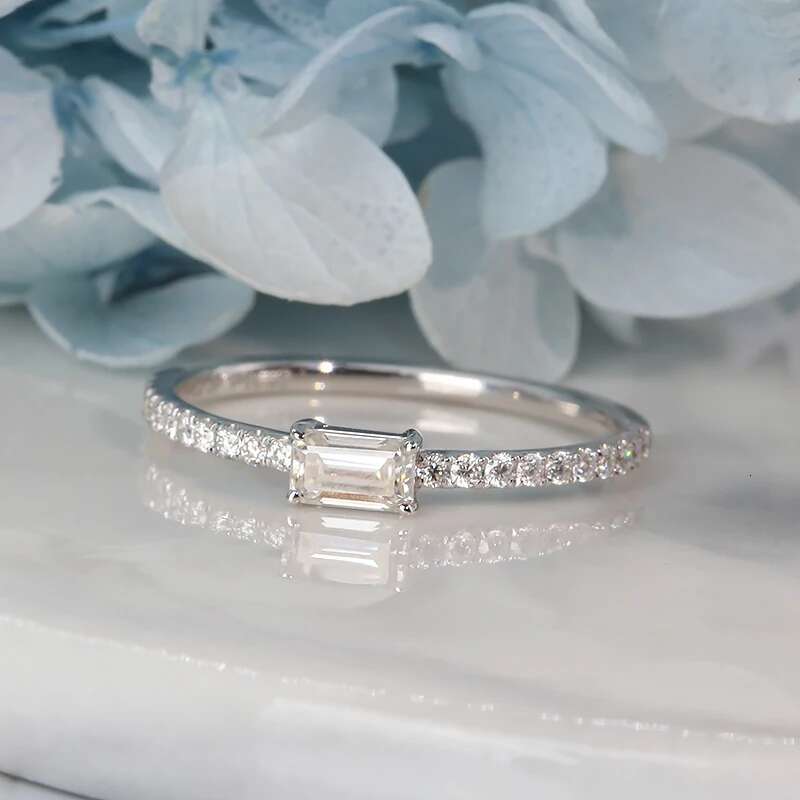 0.33ct 3x5mm Baguette Cut CVD HPHT Lab Grown Engagement Ring EF Color VVS1 Solid Real 14K White Gold Band for Women Lady