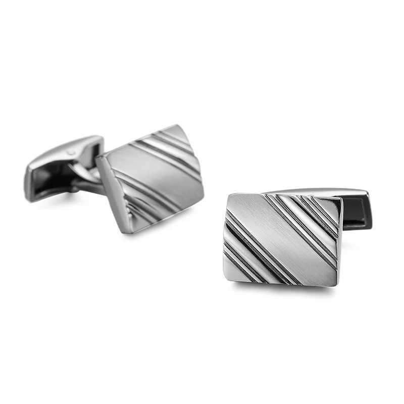 New hot selling cufflinks high-quality smooth stainless steel laser brushed design cufflinks wedding jewelryT250412