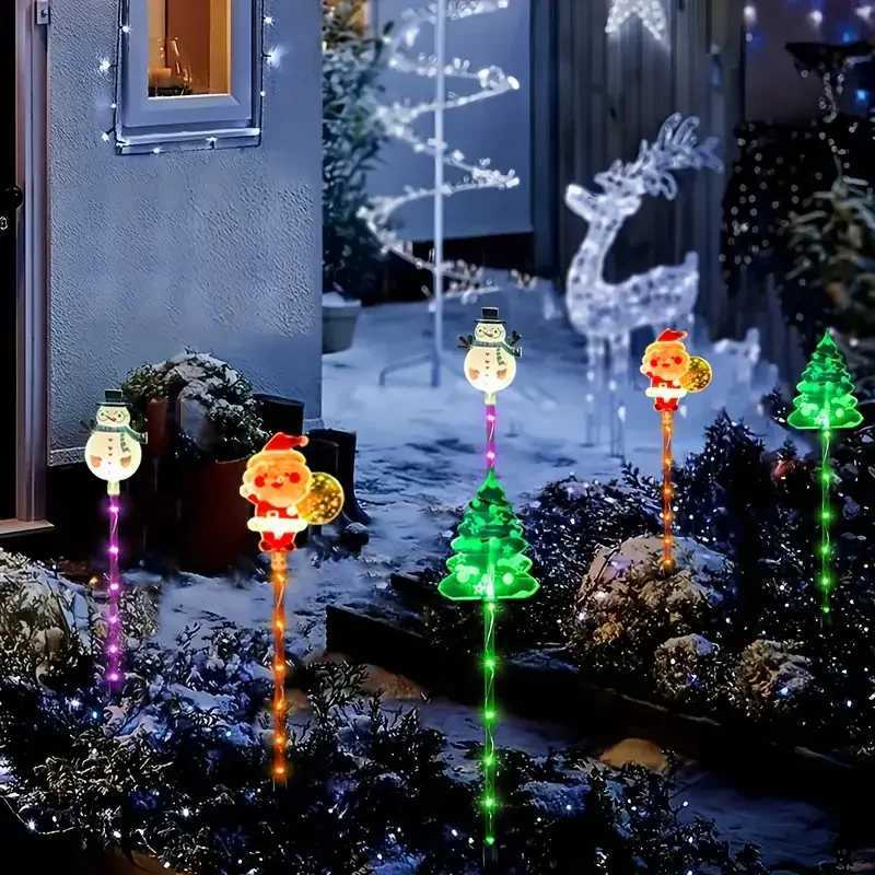6PCS Solar Powered Christmas Stake Lights Solar Christmas Decor LED Lights Outdoor Waterproof Garden Walkway Holiday 870 M251113