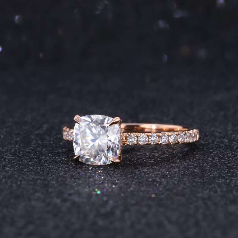 Au750 18k Rose Gold Brilliant Cut Cushion Moissanite Center Stones Fine Moissanite Jewelry for Engagement