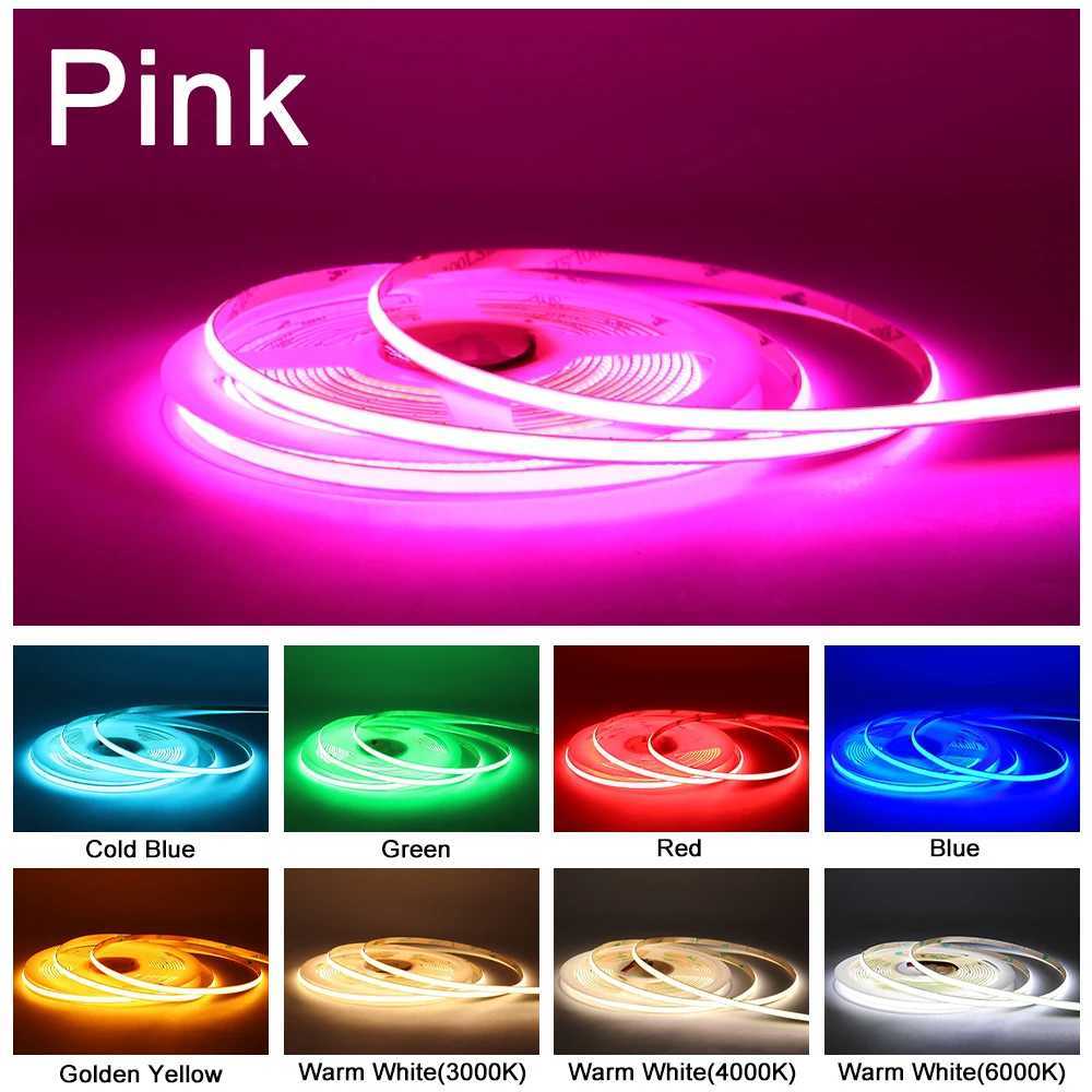 FOB COB LED Strip 12V 24V DC RA90 Flexible High Bright Tape LED 3mm 5mm 8mm 10mm Light Bar Ice Blue White Red Green Pink Yellow W251112
