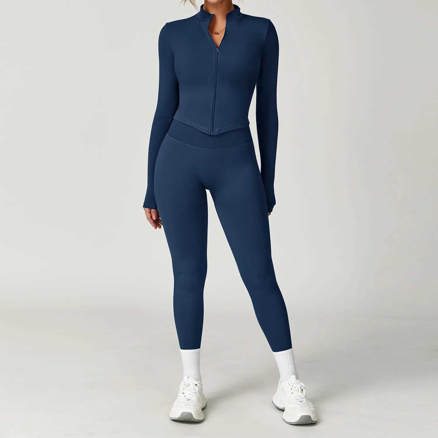 Seamless Yoga Set Gym Clothes 2PCS Women Sportswear Yoga Suits Tracksuits Fitness Long Sleeved Jacket Sports Bra Gym Leggings J251112