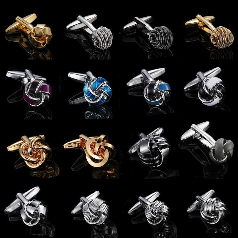 Classic Mens Shirt Twisted Cufflinks High Quality Blue Black Spiral Knot Cufflinks Business Set Accessories JewelryT250412