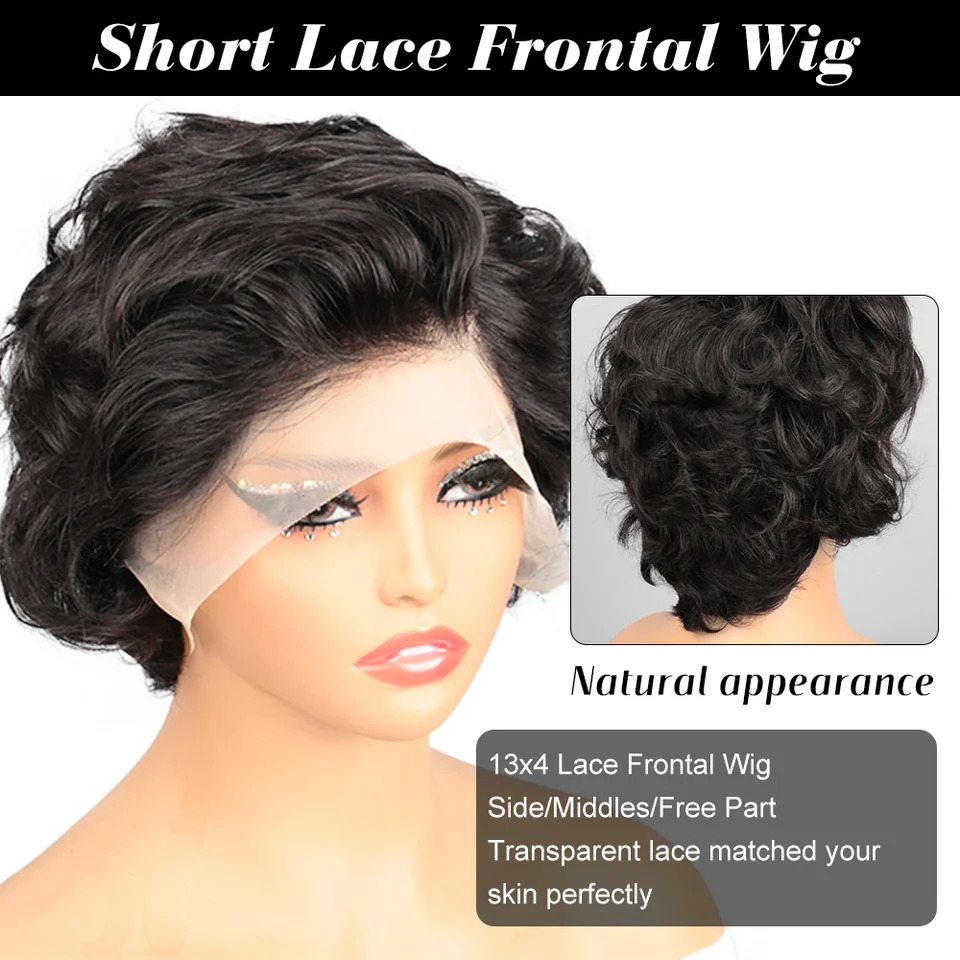 PixieCut Wig Human Hair 13X4 Rose Curly Short Human Hair Wigs Natural Color HD Lace Frontal Wig Curly Human Hair Wig for Woman 250410