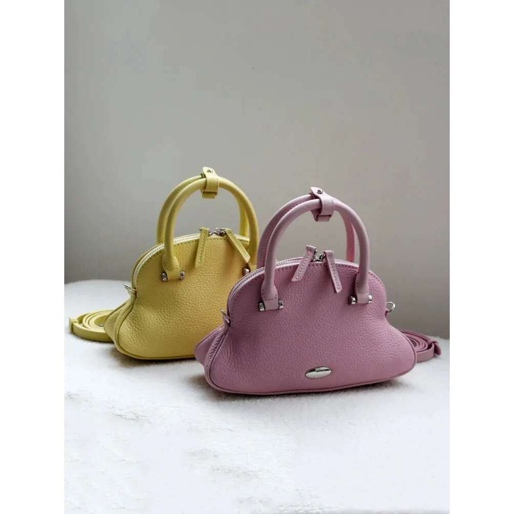 Women Cowskin Genuine Leather Bag Fashion Design Shell Totes Office Ladies Handbag Solid Color Crossbody Single Shoulder Bags