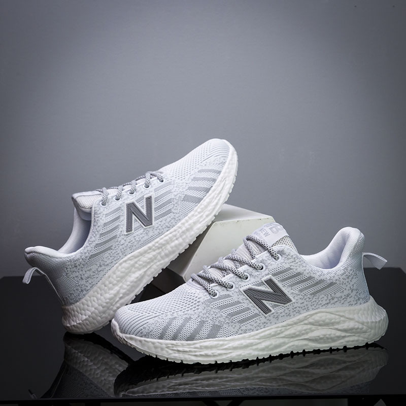 New Design Fashion Mesh Breathable Trendy Shoes Men Comfortable Low Top Running Shoes Casual Sports Sneakers Grey