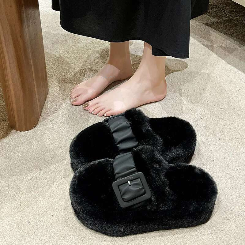 Outdoor Network Red Thick Bottom Bao Head Hair Slippers 2024 New Designer Slippers Korean Fairy Wind With Plush Cotton Shoes