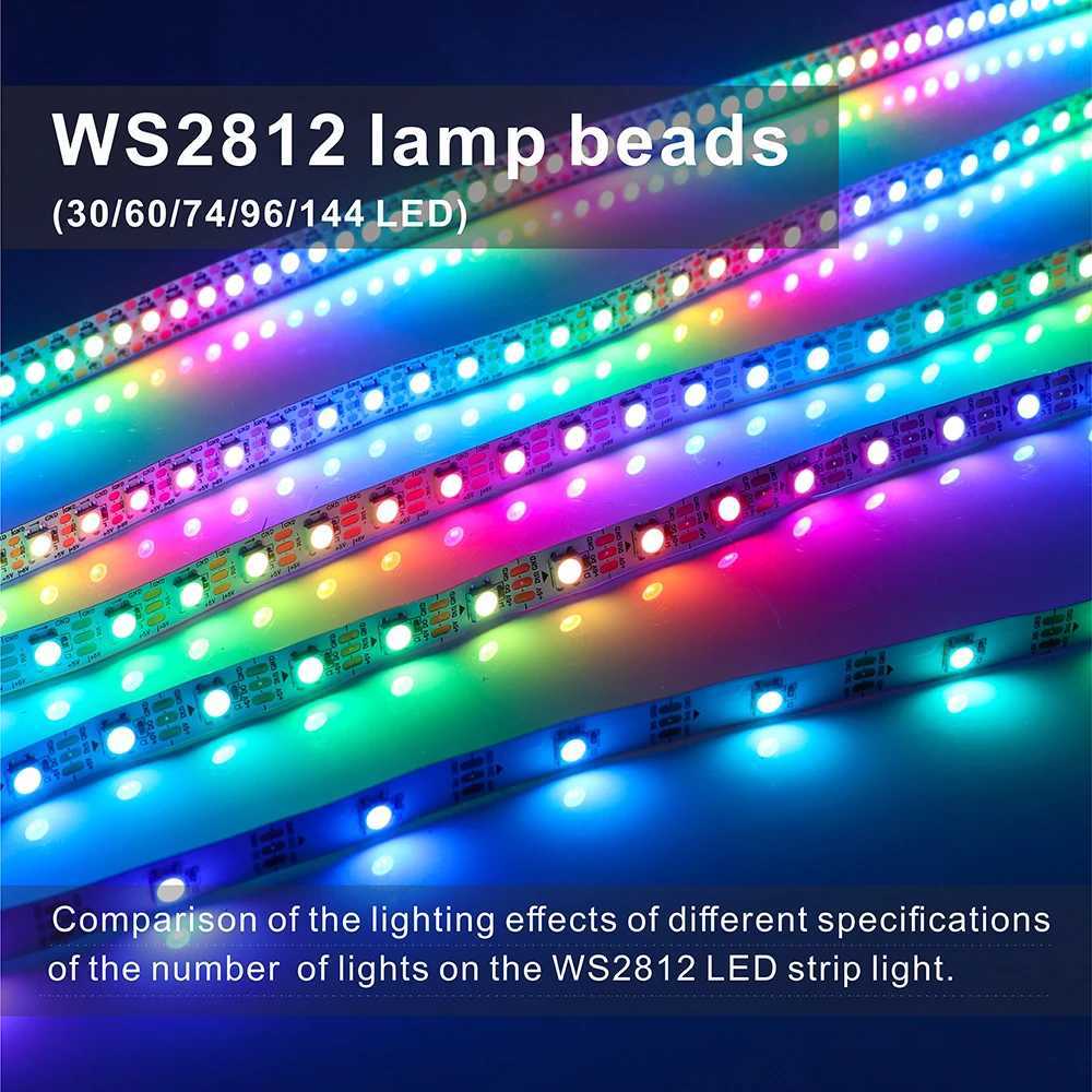 WS2812B Led Strip 5v 30/60/74/96/144 Leds Smart RGB Pixel Strip Black/White PCB IP30/65/67 WS2811 IC Led Light 1m/2m/3m/4m/5m W251112