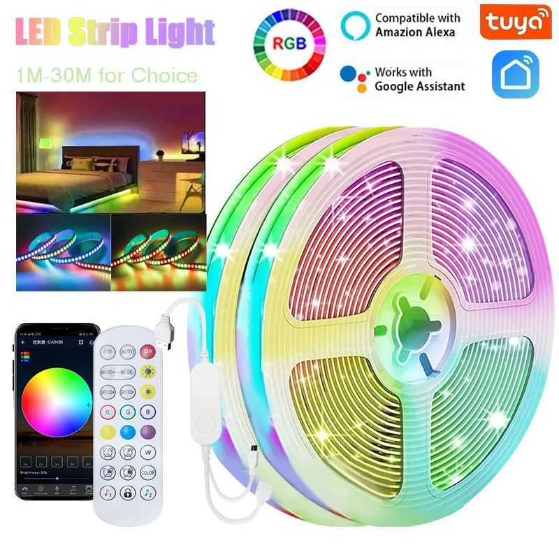 WS2812B RGBIC 5050RGB LED Strip Light App Control Chasing Effect Lights Flexible Tape Diode Ribbon TV BackLight Room Decorate W251112