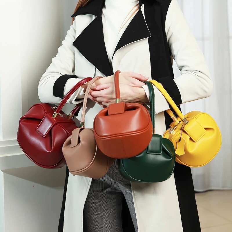 Hifashion Cowhide Genuine Leather Spherical Small Tote Bag For Women 2025 Designer Cluth Purse Top Handle Ladies Handbags