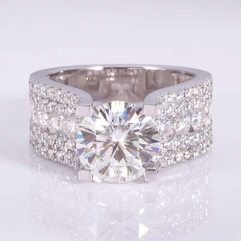 Luxury 3 CT Wedding Rings Moissanite Diamond Ring 18k White Gold Solid Ring for Women