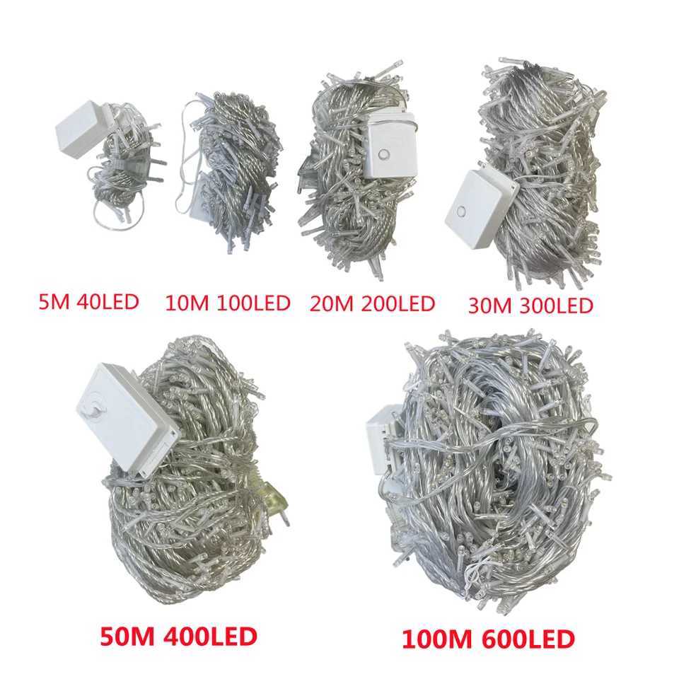 Christmas Lights 5M 10M 20M 30M 50M 100M Led String Fairy Light 8 Modes Christmas Lights For Wedding Party Holiday Lights M251113