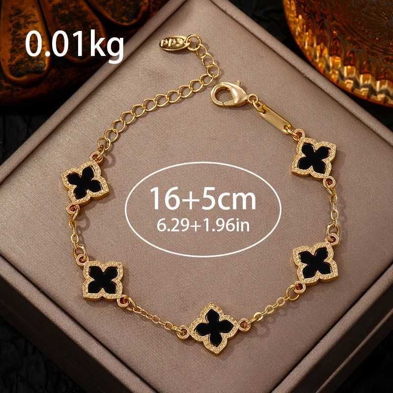 Luxury Single-Sided Lucky Clover Plated Bracelet for Women Fashionable Minimalist Style Fresh Sweet Versatile Date Accessory Y251112