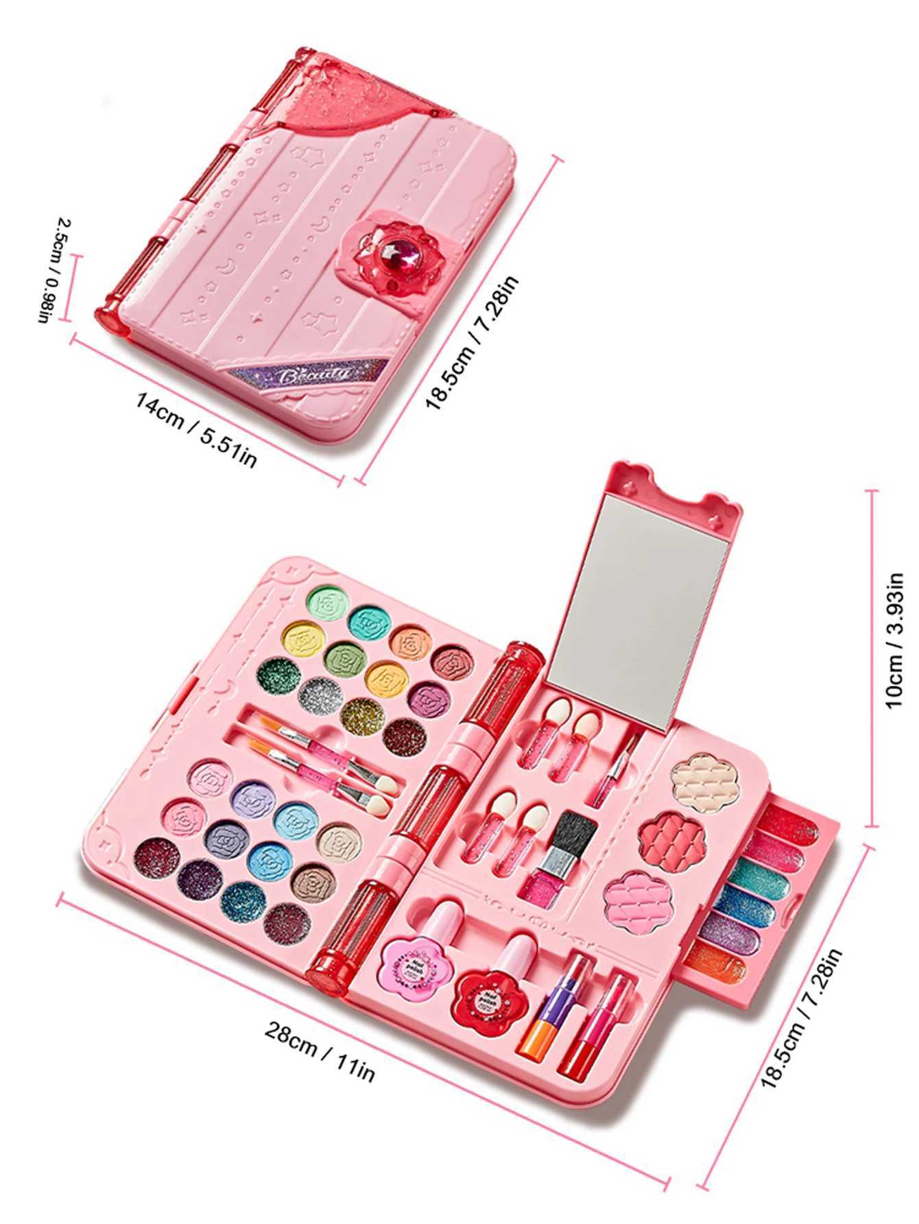 Kids Makeup Kit for Girl Washable Play Make Up Toys Set with Mirror Beauty Dress Up Set Toys for Age 3 4 5 6 7 8 9 10 11 12 Ye C251112