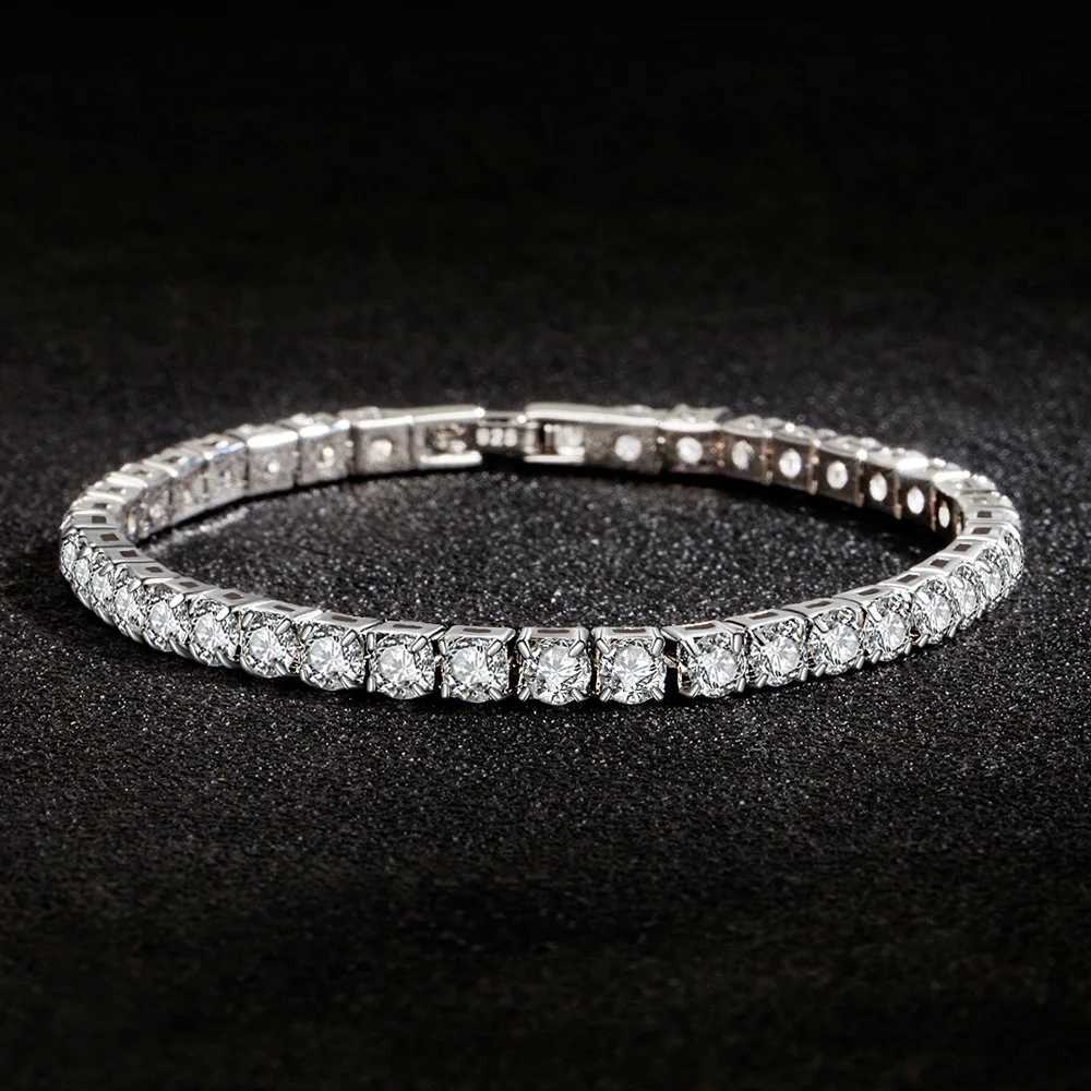 Luxury Hiphop Iced Out 4mm Cubic Zirconia Crystal Tennis Bracelets For Women Men Gold Color Silver Color Bracelet Chain JewelryC250411