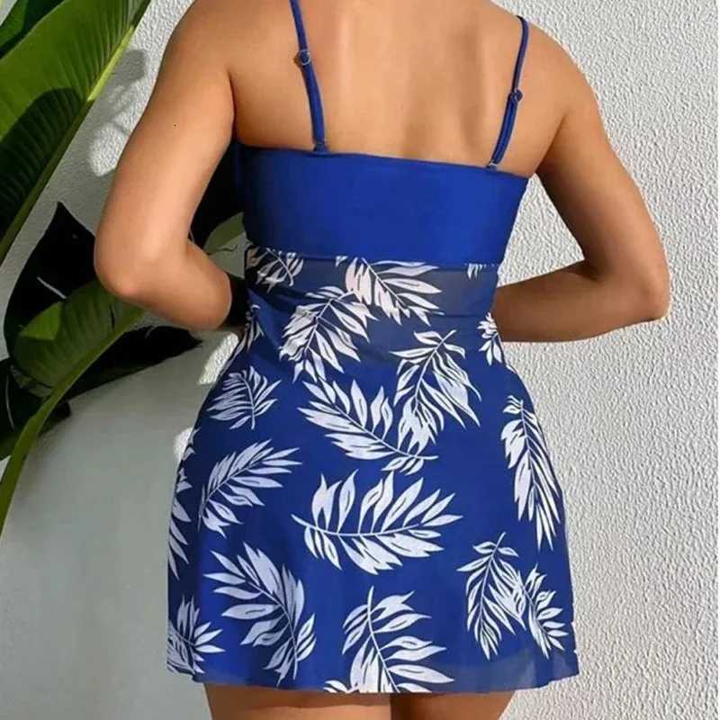 2024 Summer Short Dress Split Swimsuit Womens Sexy Fashion High Waist Swimsuit Thickened Mesh Print Swimming Beach WearW251113