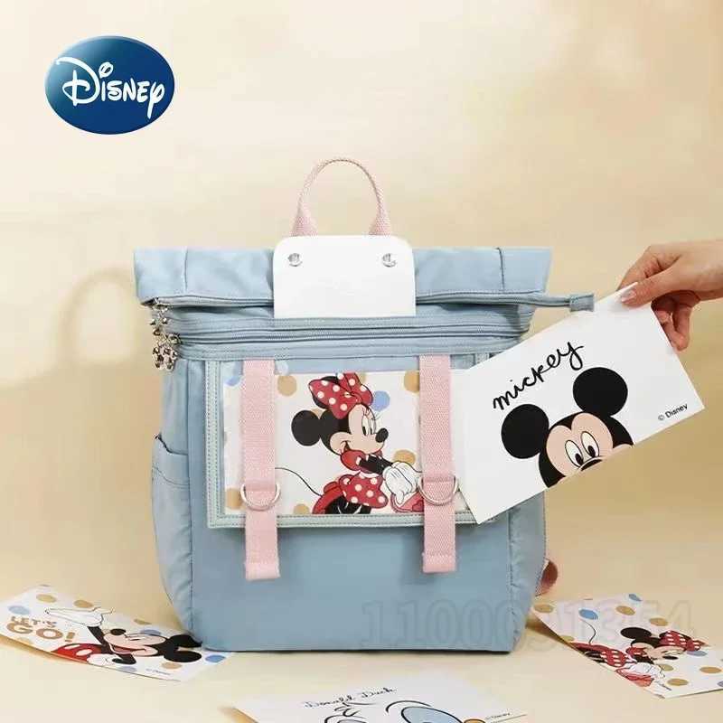 Disney Mickey New Diaper Bag Backpack Cartoon DIY Baby Diaper Bag Backpack High Quality High Capacity Baby Bag Multi FunctionalXJ250412