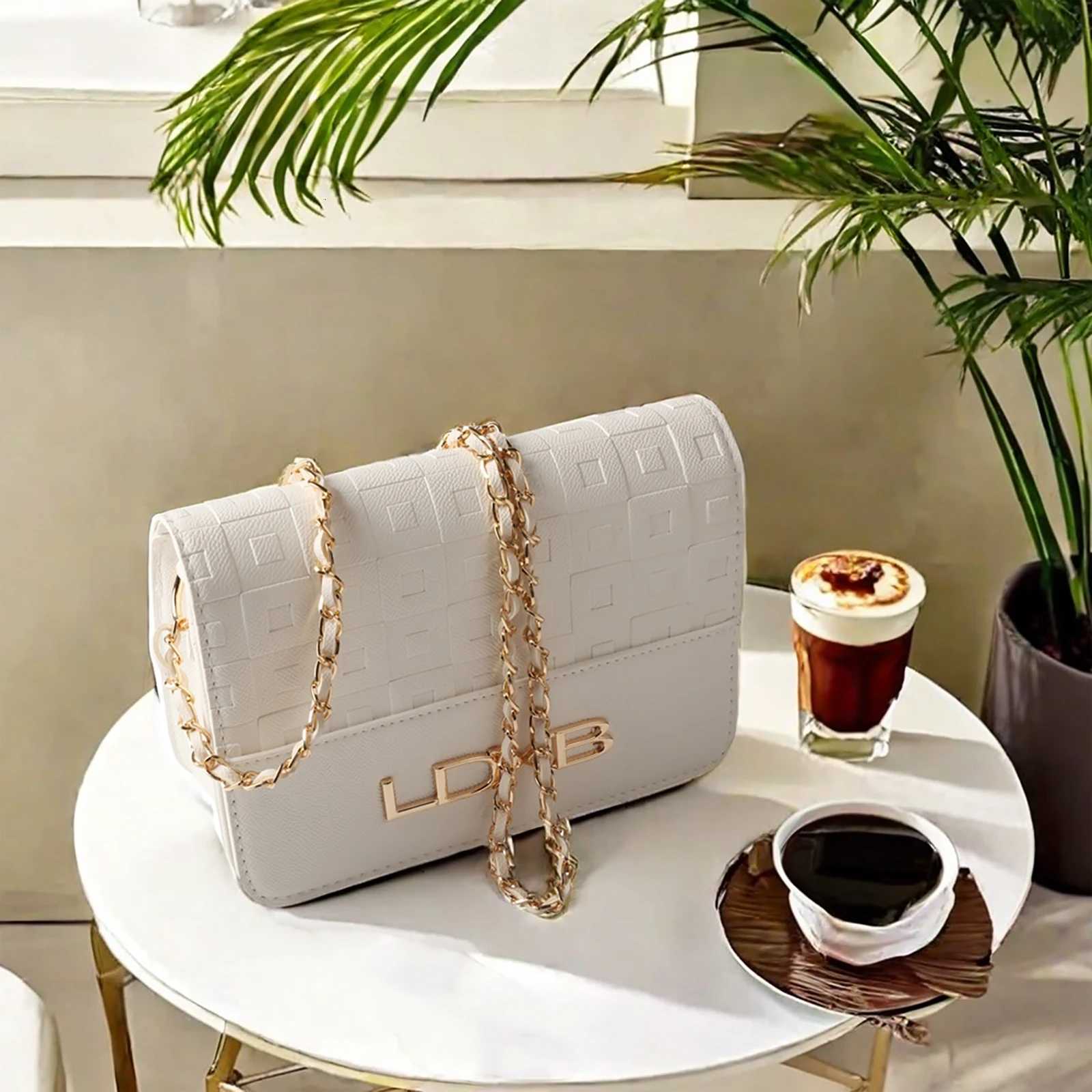 Brand Leather Exquisite Square Print Simple Womens Shoulder Crossbody BagW251112