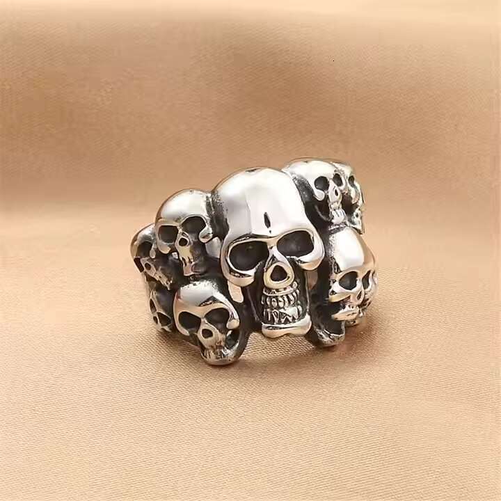 Hip Hop Fashion Stainless Steel Casual Party Mens Accessories Retro Gothic Skull Ring
