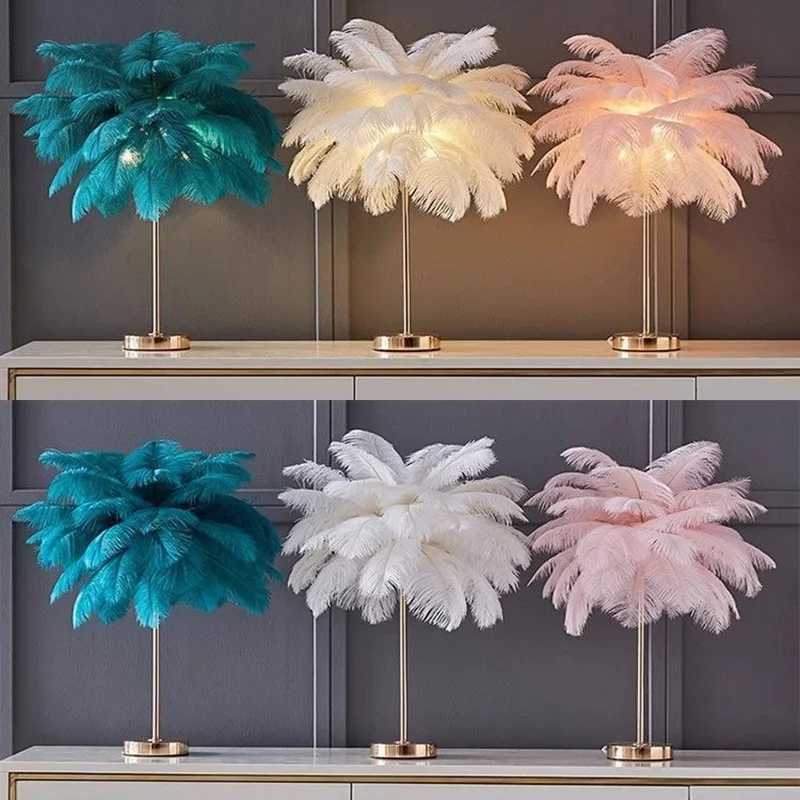 Modern Nordic Ostrich Feather Floor Lamp Living Room Dining Bedroom Study Desk Interior Decoration LED Lighting W251112