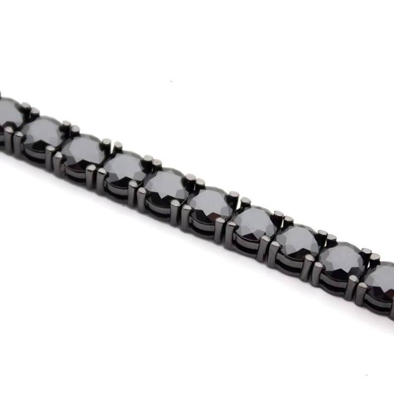 Hip Hop Jewelry Sterling Silver S925 Black Gold Plated 3MM Men Moissanite Tennis Bracelet
