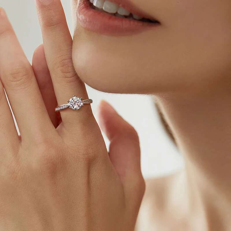 GRA Classic 1CT Crown Certified Moissanite Diamond Engagement Rings For Women Real 925 Sterling Silver Best Quality Fine Jewelry