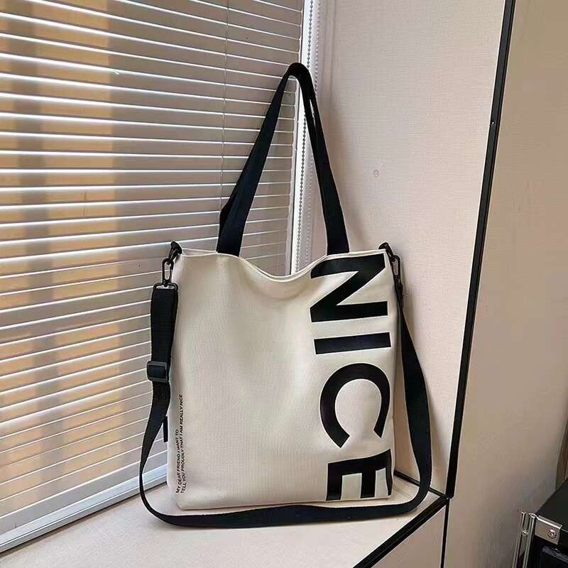 Crossbody Student Canvas Trendy Large Capacity Commuter Tote Urban Style Single Shoulder Laptop Bag