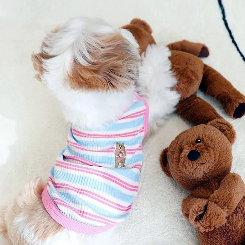 Summer Pet Dog Clothes for Small Dogs Fashion Dog Vest Cute Puppy Thin Shirt Bear Print Cat Vest Chihuahua Clothes Pet Clothing 250407
