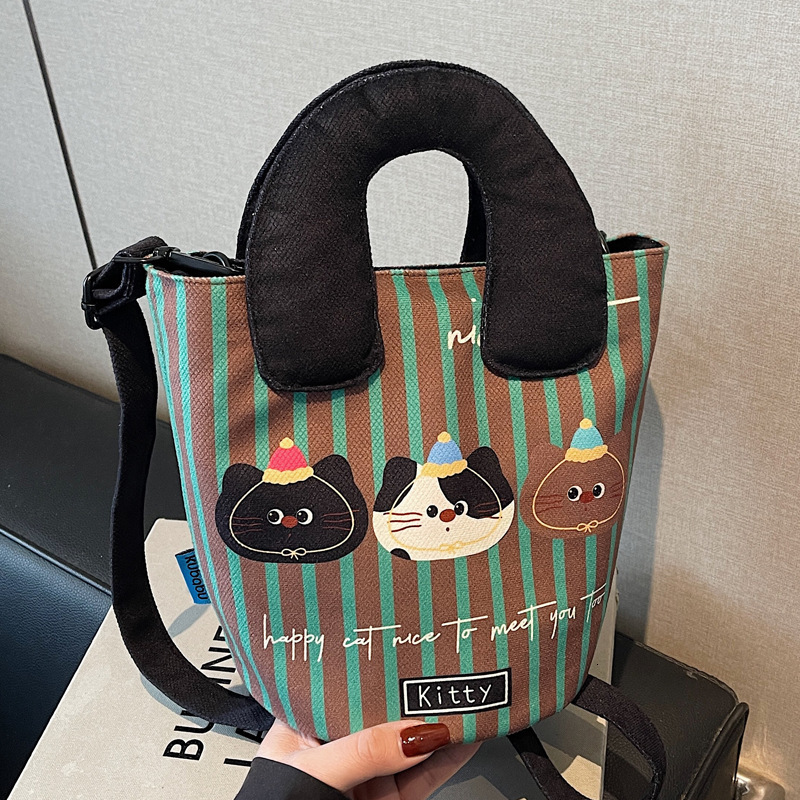 2025S Designer Women S Bag Exquisite Crossbody Illustration Design Funny Graffiti Bucket Bag New Cute Cartoon Casual Handbag