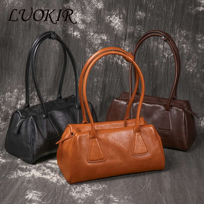 LUOKIR Genuine Leather Retro Women's Shoulder Fashion Trend New Baguette Daily Commuting Bowg Underarm Bag