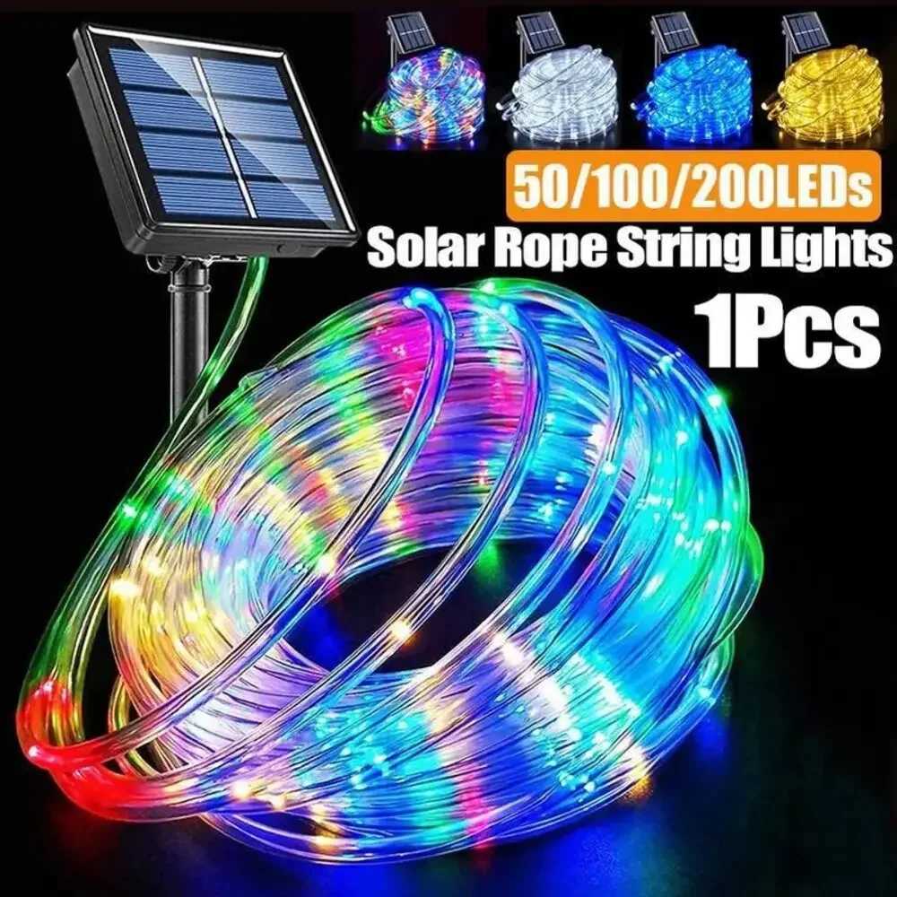 Outdoor Solar Tube Rope Led Light Garden Christmas Decoration 22m/12m Xmas Wedding Garland WaterProof String Light Fairy Strip M251113