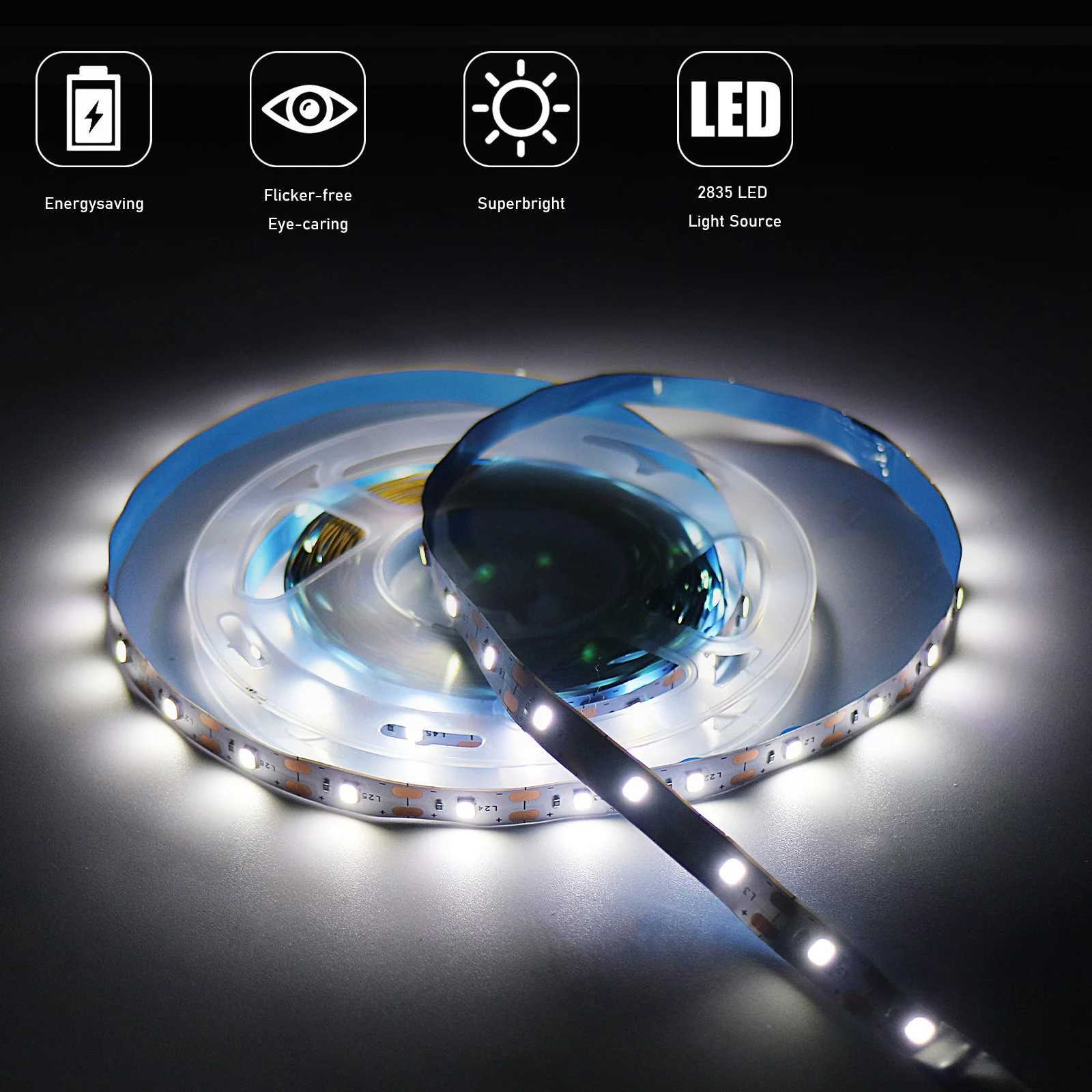 1-5m 5V LED Strip Lights 2835 USB 60 LEDs/m TV Backlight Flexible Lighting Ribbon Tape for Bedroom Wardrobe DIY Decoration Light W251112