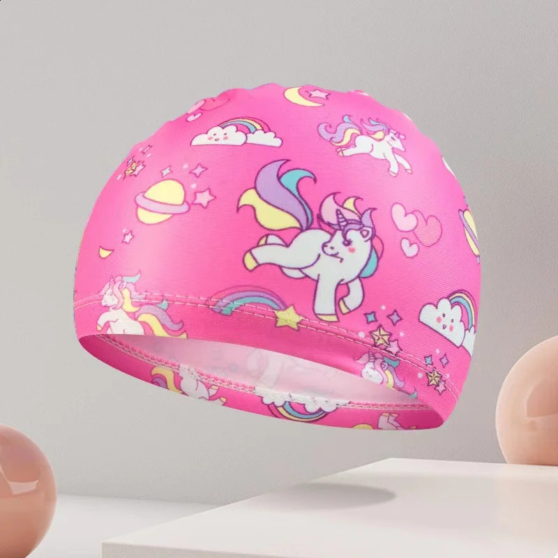 printing Cute cartoon swimming cap Childrens Swim Equipment universal comfortable and breathable swimming cap 250411
