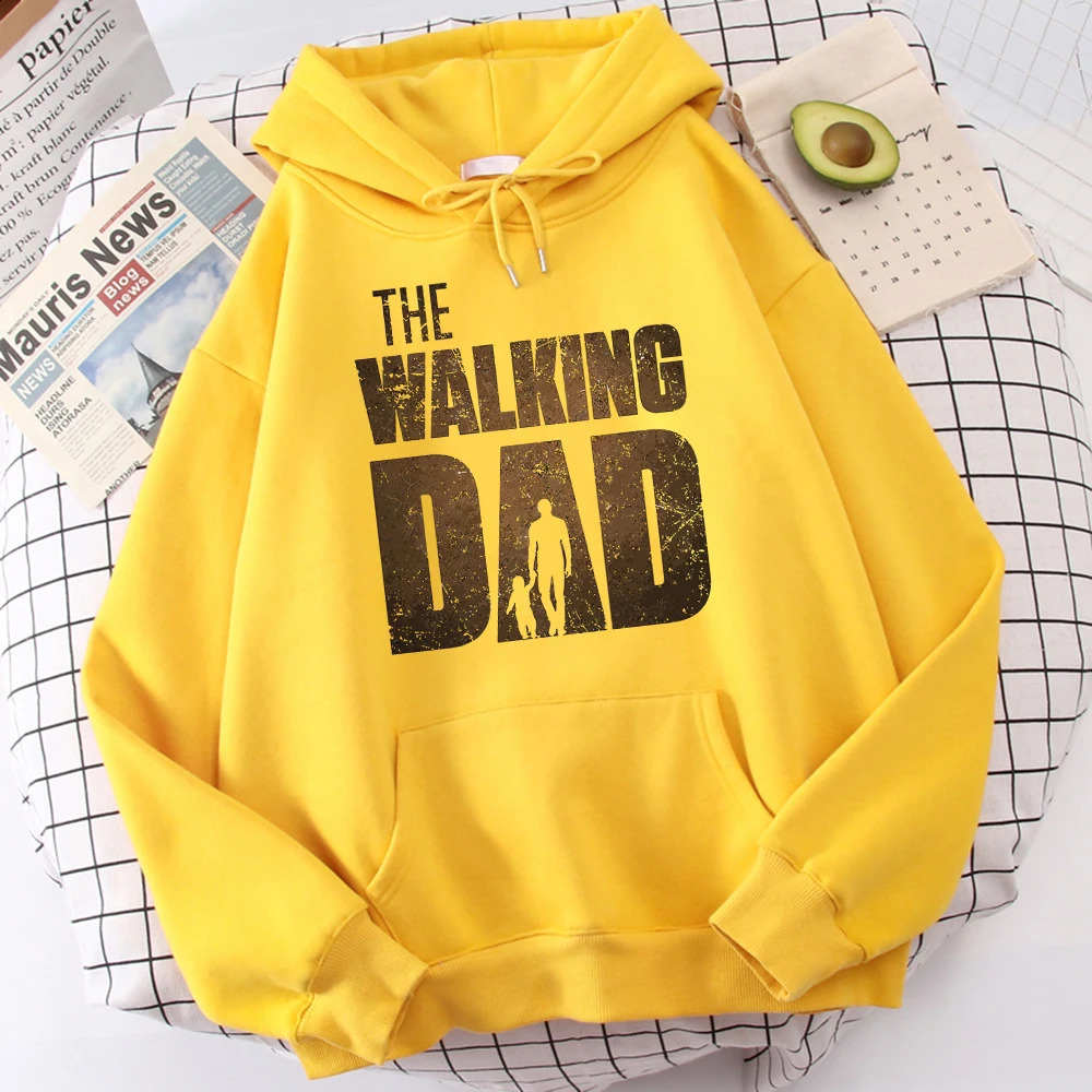 Walking Dad Printed Mens Hoodie Street Wool Hipster Crewneck Autumn Sweatshirt Hip Hop Large Clothing Unisex 250407