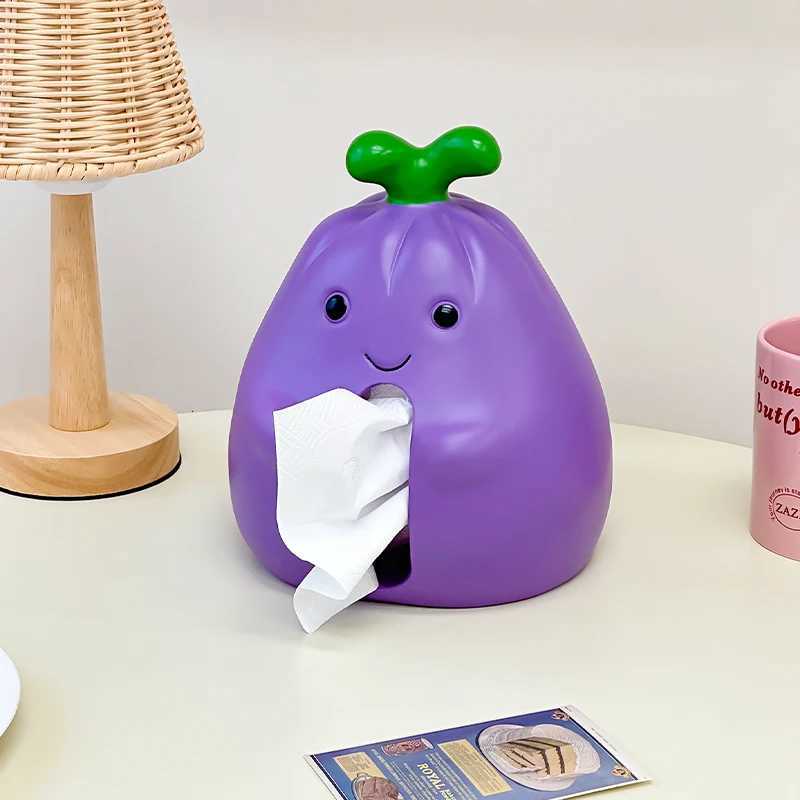 Cute Eggplant Tissue Box Creative Cartoon Paper Box He Living Ro Desktop Decoration Ornament Pvc Napkin Paper Box Y251112