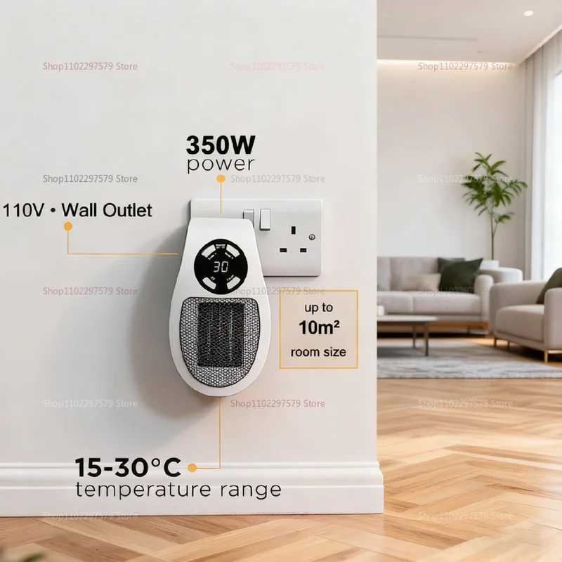Portable Electric Heater for Winter Home Wall Mount Warm Air Blower Room Heater Quiet Compact Space Heater Electric Appliance Y251113