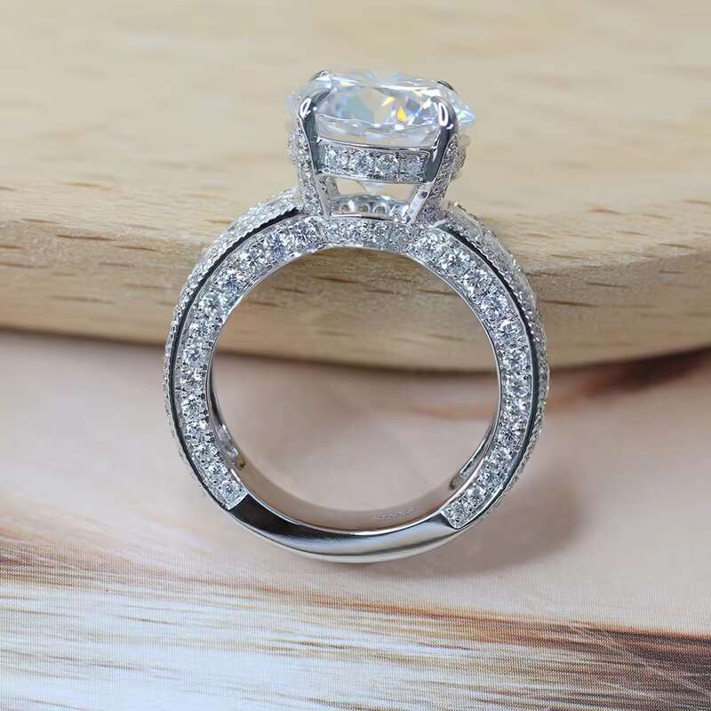 Wholesale Price Luxury Moissanite Ring Custom Sterling Silver925 5ct DEF VVS Round Moissanite Diamond Engagement Ring