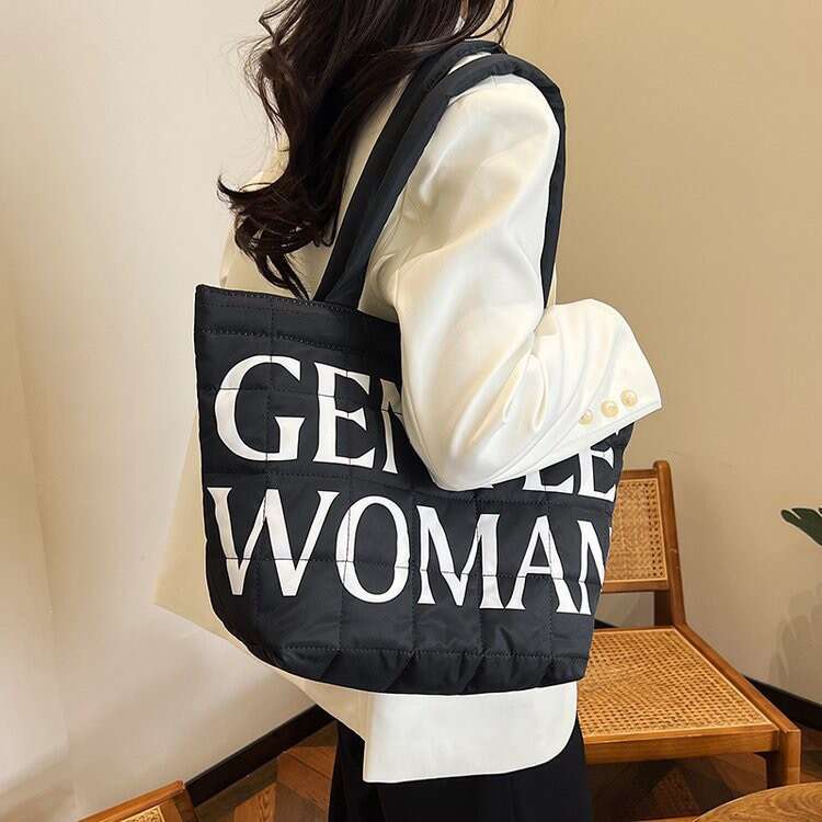 GW new cotton internet celebrity, commuting letter women's student bag, large capacity crossbody tote bag