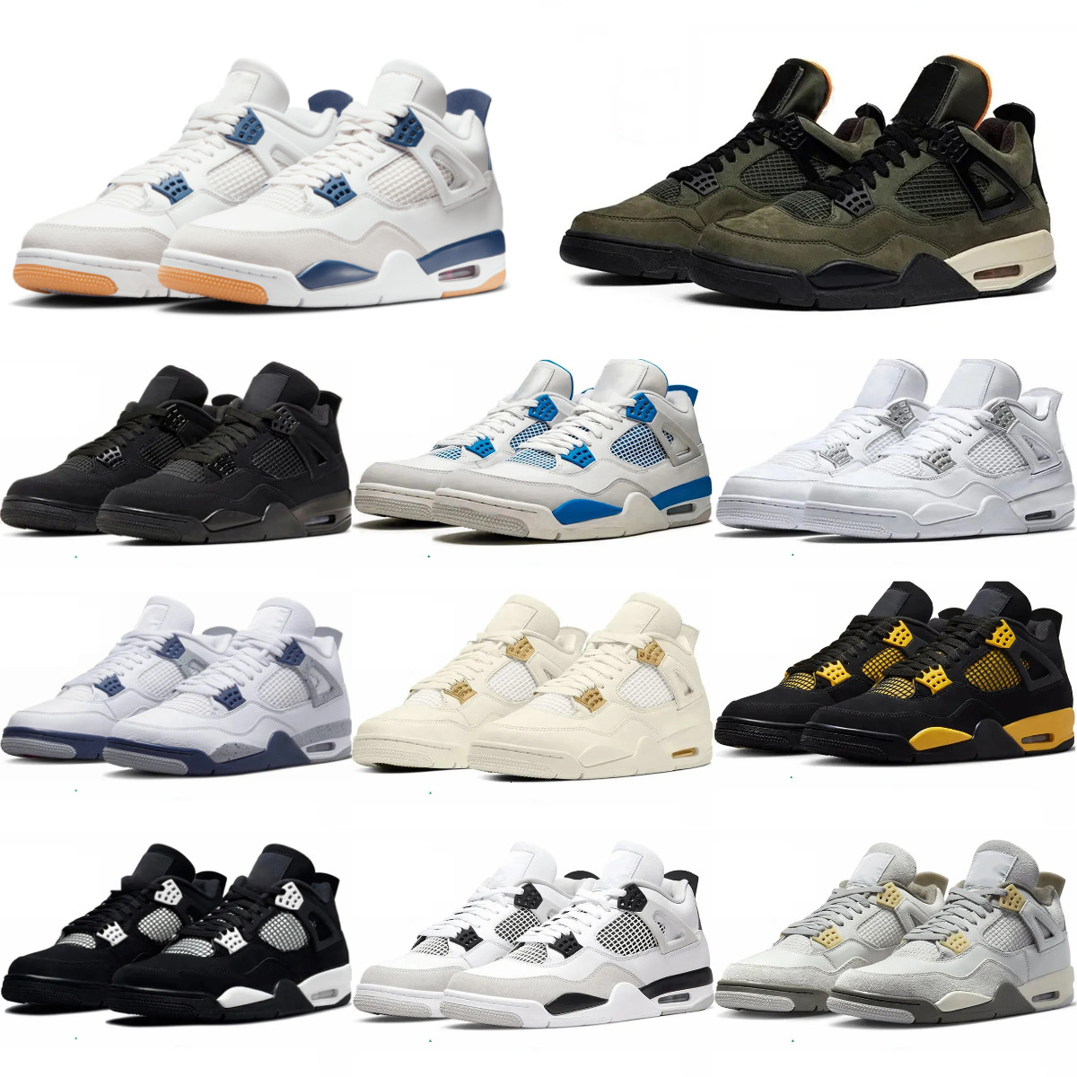 J4 4 Jump Mens Basketball Sports Shoes Trainers 4S Navy Military Black Cat 2025 Sail RetroES Red Wet Cement Thunder White Undefeated Cave Stone Women Outdoor Sneakers