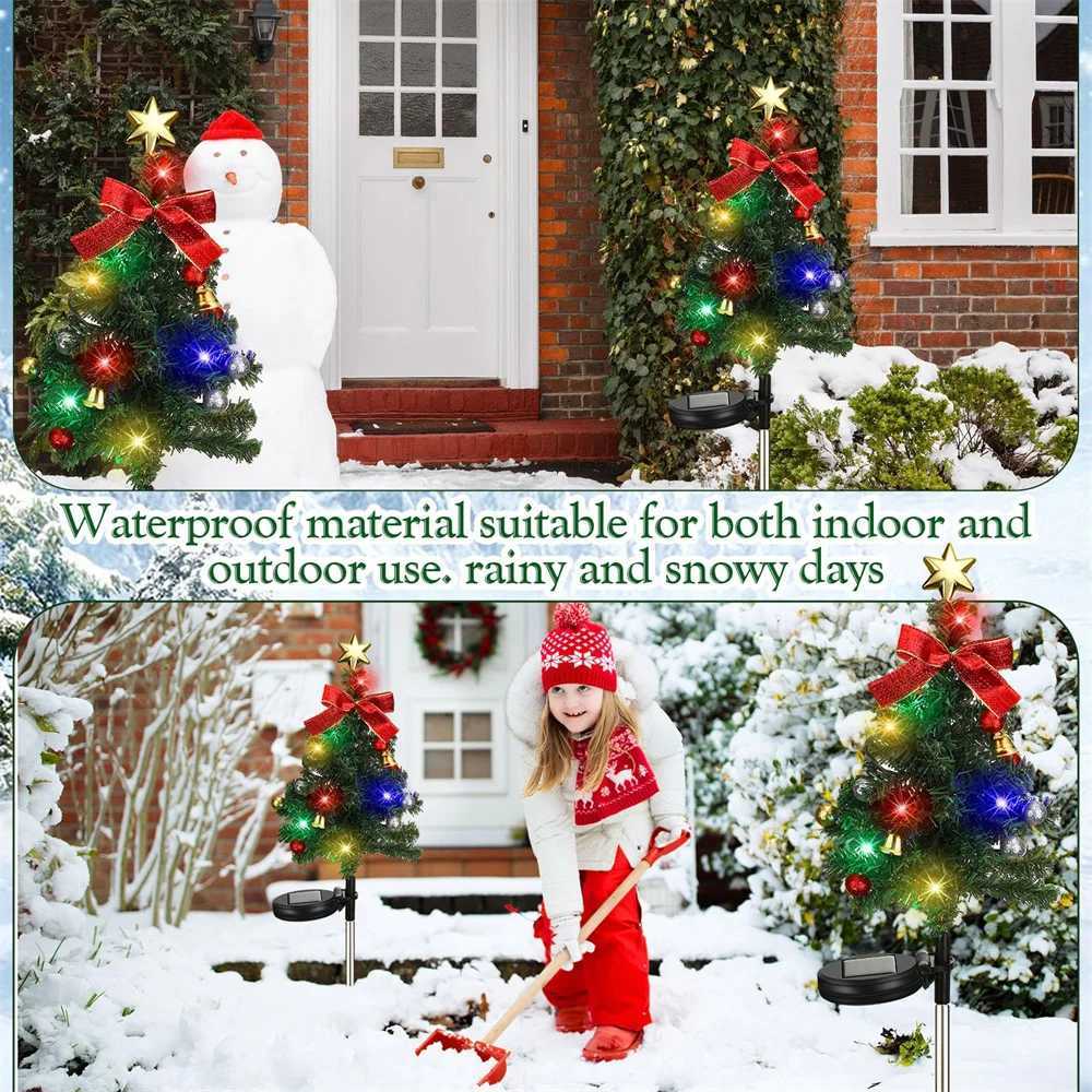 Christmas Tree Solar Lights Outdoor Waterproof LED Garden Pathway Lawn Landscape Festive Decorative Floor Lights Christmas Decor M251113