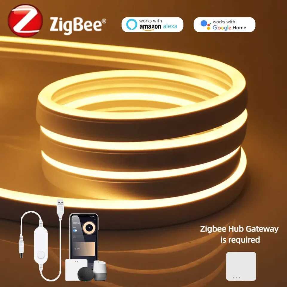 Smart Zigbee Neon LED Strip Light USB 5V RGB/Cold White/Warm White Work With Zigbee Hub Gateway Alexa Google Home APP Voice Ctrl W251112
