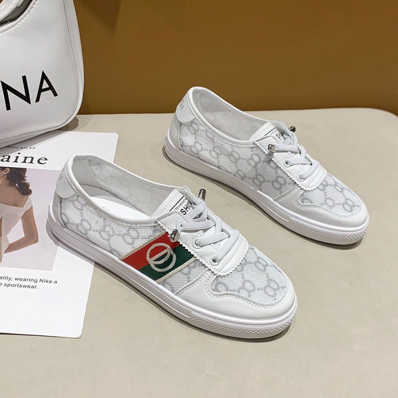 New Arrival Mesh Breathable White Shoes Women 2025 Summer Versatile Flat Casual Board Shoes Size 35-40 Free Shipping