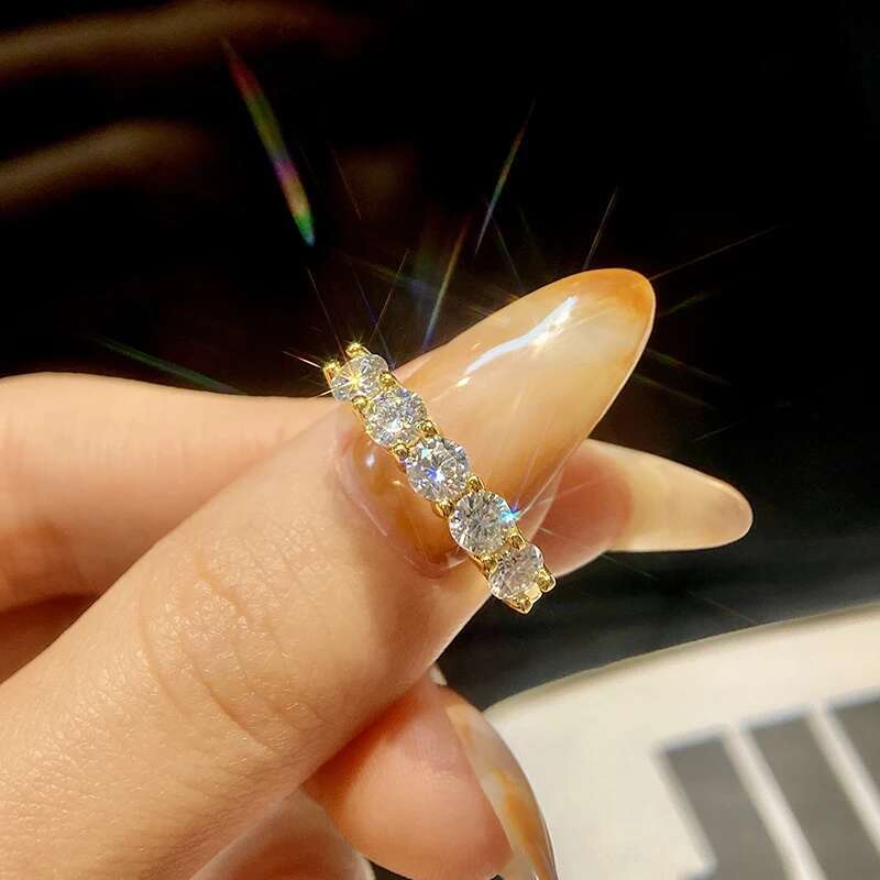 GRA Real 1.5CT Eternity Band Moissanite Rings for Women Gift 925 Sterling Silver Brilliant Diamond Wedding Luxury Fine Jewelry