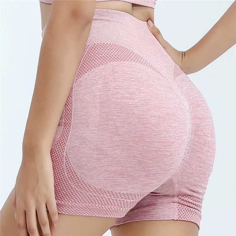 Push up tight fitting womens high waisted yoga shorts quick drying exercise tight fitting womens fitness gym shorts solid running tight fitting Y25041