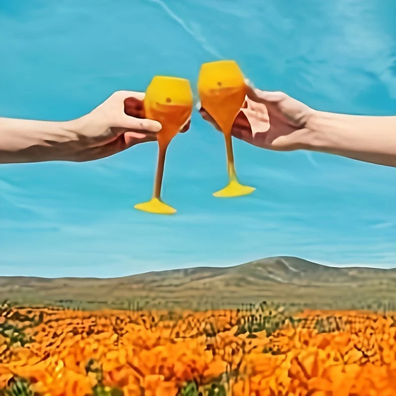 2pcsset 130ML43oz orange pink thickening Vintage plastic champagne wine glasses flutes cups goblets 251113