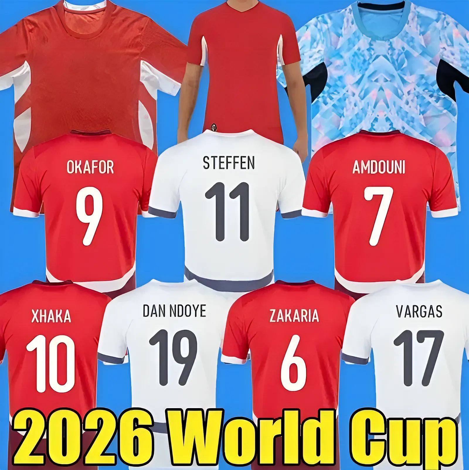 2026 World Cup Switzerland National Team Soccer Jerseys ELVEDI AKANJI ZAKARIA SOW RIEDER EMBOLO SHAQIRI home away Football shirts mens kids kit