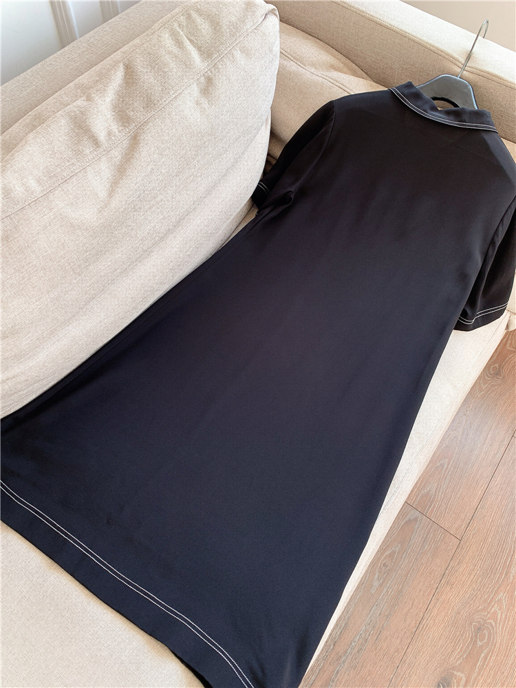 BV14 New Silk Double Jojoba Silk Stretch Satin Long Skirt Commuter Shirt Dress