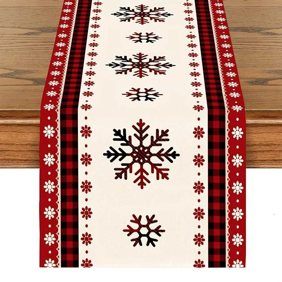 Christmas VIKAMA Red Snowflake Design Christmas Table Runner Kitchen Dining Table Decoration Home Party Decorative Table Runner Y251113