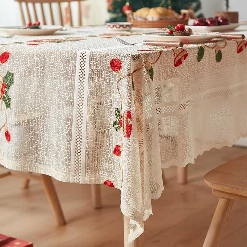 Christmas Christmas Lace Decoration Tablecloth Cover Printed Rectangular Tablecloth Home Decoration Coffee Table Dining Table Covers Y251113